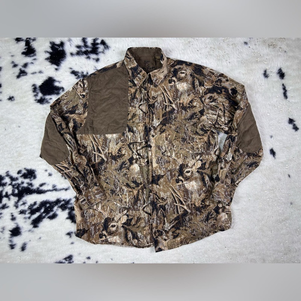North River Women’s Camoflauge Button Down Cotton Shirt Size Large